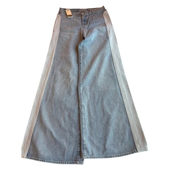 NWT USA Made Daily Blue Easy HW Flare Denim Jeans 100% Cotton Side Inset 27 - Picture 1 of 11